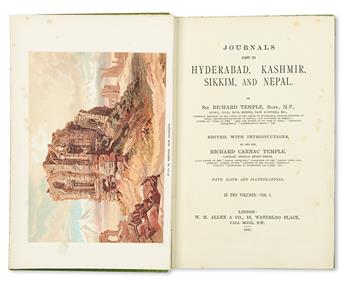 TEMPLE, RICHARD, Sir. Journals kept in Hyderabad, Kashmir, Sikkim, and Nepal.  2 vols.  1887